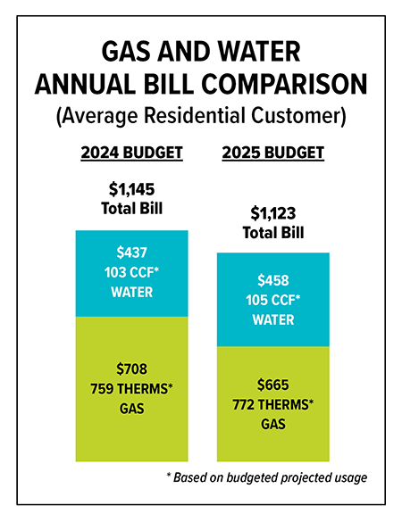 2025 and 2024 gas water bill comparison